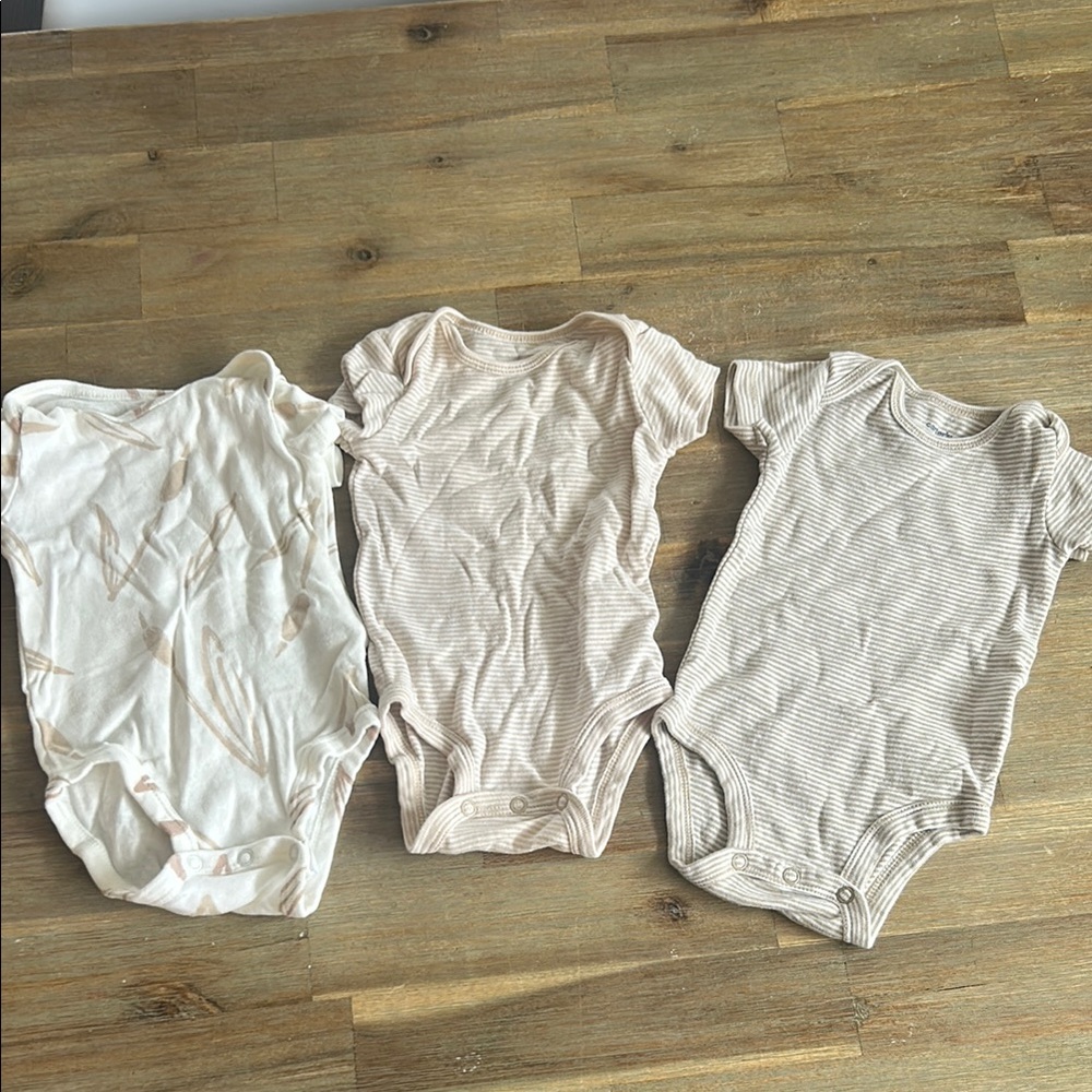 Striped Kids One Piece Set - Cream and Tan